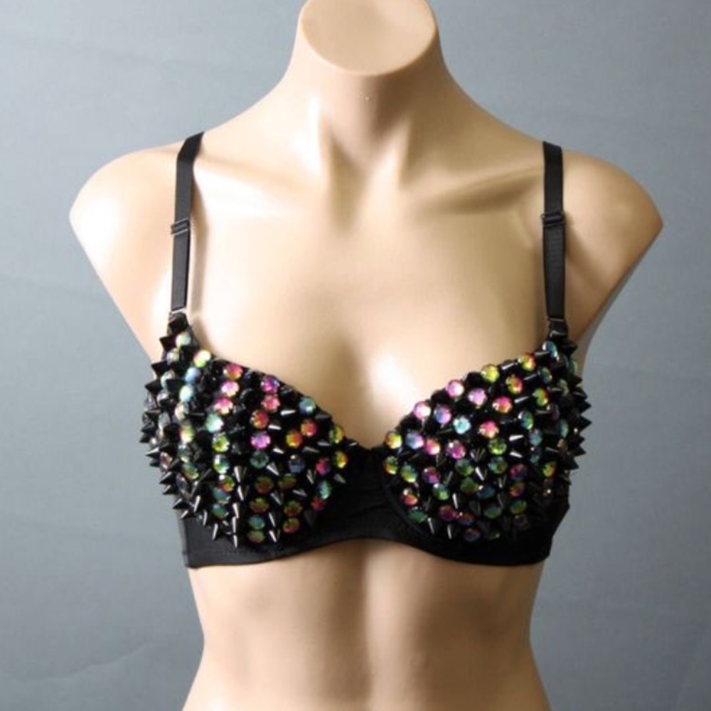Hearts Rob Gold Spiked Festival Rave Bra